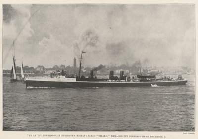 Het laatste torpedobootjagerongeluk, HMS Wizard, beschadigd bij Portsmouth op 5 december door English Photographer