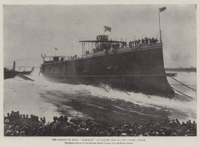 De tewaterlating van HMS Euryalus in Barrow, 20 mei, het schip te water door English Photographer