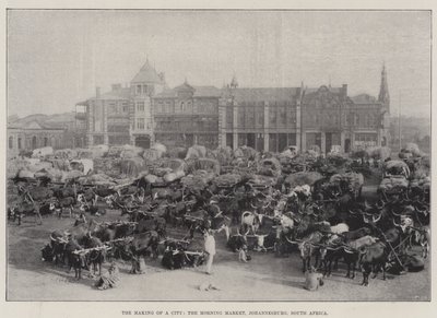 De opkomst van een stad, de ochtendmarkt, Johannesburg, Zuid-Afrika door English Photographer