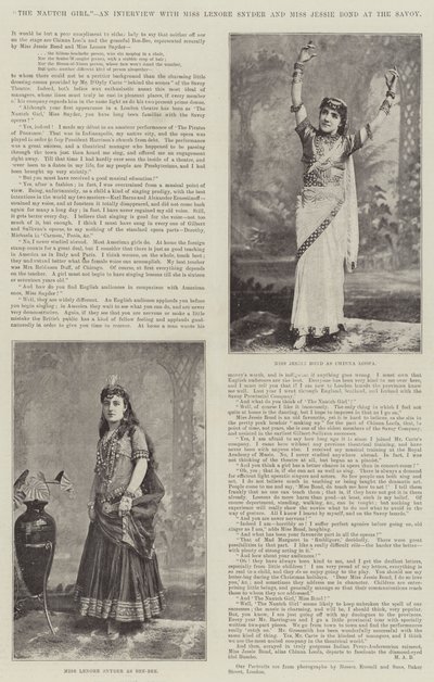 De Nautch Meisje, een Interview met Miss Lenore Snyder en Miss Jessie Bond in het Savoy door English Photographer