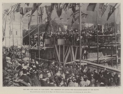 Het Nieuwe Stadhuis in Kaapstad, de Ceremonie van het Leggen van de Eerste Steen door de Burgemeester door English Photographer