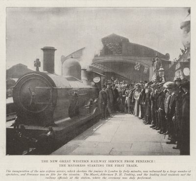De Nieuwe Great Western Railway Service vanuit Penzance, de Burgemeesteres start de Eerste Trein door English Photographer