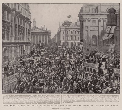 Het nieuws van de bevrijding van Ladysmith, de demonstratie voor het Mansion House door English Photographer