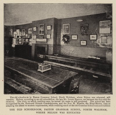 Het oude klaslokaal, Paston Grammar School, North Walsham, waar Nelson werd opgeleid door English Photographer