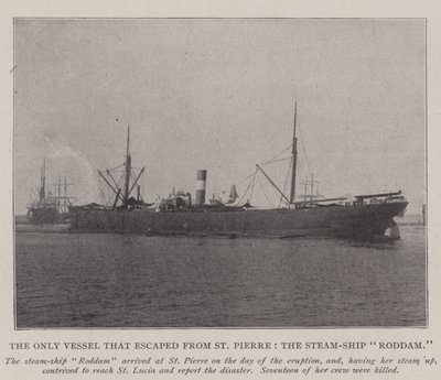 Het enige schip dat ontsnapte uit St Pierre, het stoomschip Roddam door English Photographer