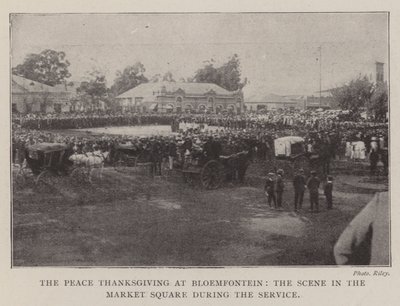 De Dankzegging voor de Vrede in Bloemfontein, de Scène op het Marktplein tijdens de Dienst door English Photographer