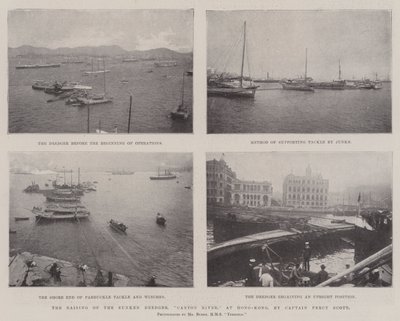 Het bergen van de gezonken baggermachine, Canton River, in Hong-Kong, door kapitein Percy Scott door English Photographer
