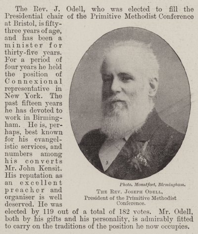De eerwaarde Joseph Odell, voorzitter van de Primitive Methodist Conference door English Photographer