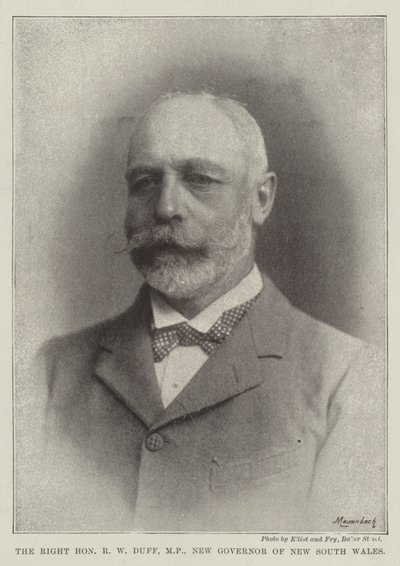 De zeer eerbiedwaardige R W Duff, MP, nieuwe gouverneur van New South Wales door English Photographer