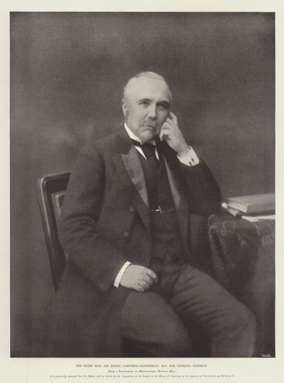 De rechter eerwaarde Sir Henry Campbell-Bannerman, parlementslid voor Stirling District door English Photographer