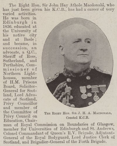 De zeer eerbiedwaardige Sir J H A Macdonald, benoemd tot KCB door English Photographer