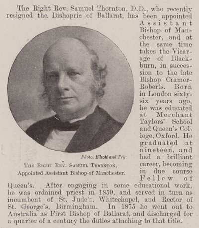 De Zeer Eerwaarde Samuel Thornton, Benoemd tot Assistent-Bisschop van Manchester door English Photographer