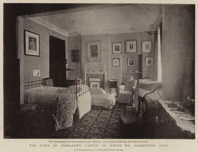 De kamer in Hawarden Castle waar Mr Gladstone stierf door English Photographer