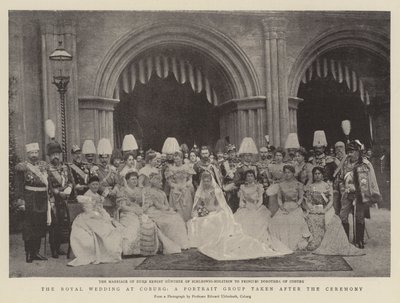 Het koninklijk huwelijk in Coburg, een portretgroep genomen na de ceremonie door English Photographer
