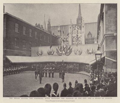 De Sirdar verlaat het Guildhall na het ontvangen van de vrijheid van de stad en een erezwaard door English Photographer