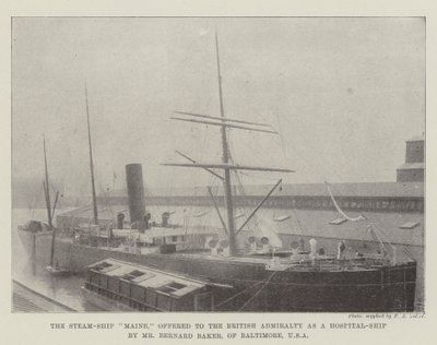 Het Stoomschip Maine, aangeboden aan de Britse Admiraliteit als Hospitaalschip door Mr Bernard Baker, uit Baltimore, VS door English Photographer