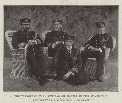 De Transvaal Oorlog, admiraal Sir Robert Harris, bevelhebber van de vloot in Simons Bay, en staf door English Photographer