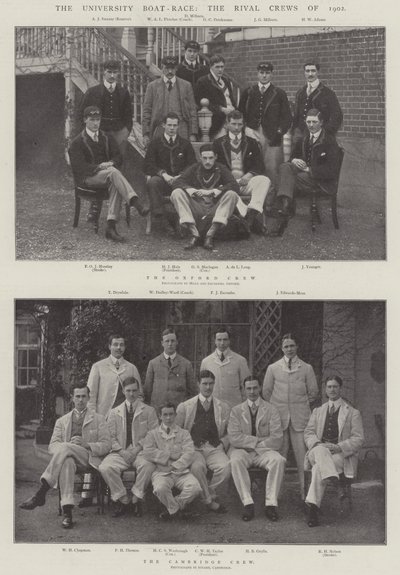 De Universiteitsbootrace, de Rivaliserende Teams van 1902 door English Photographer