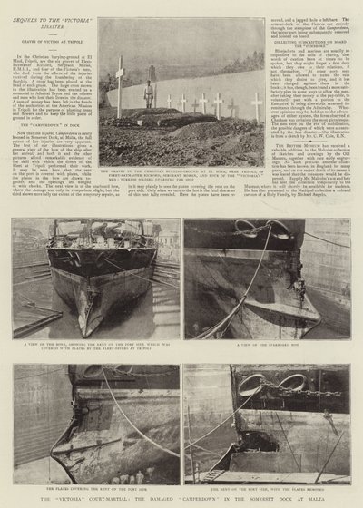 De Victoria-krijgsraad, de beschadigde Camperdown in het Somerset Dock in Malta door English Photographer