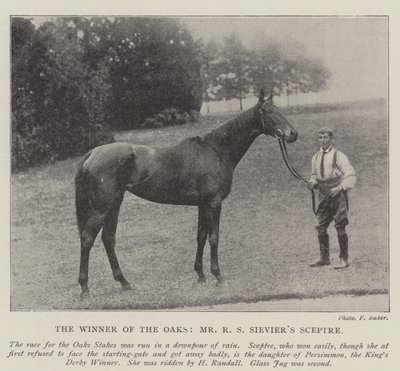 De Winnaar van de Oaks, Mr R S Sieviers Sceptre door English Photographer