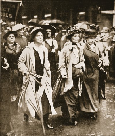 De demonstratie van het recht van vrouwen om te dienen: Mrs. Pankhurst en vrienden, uit 