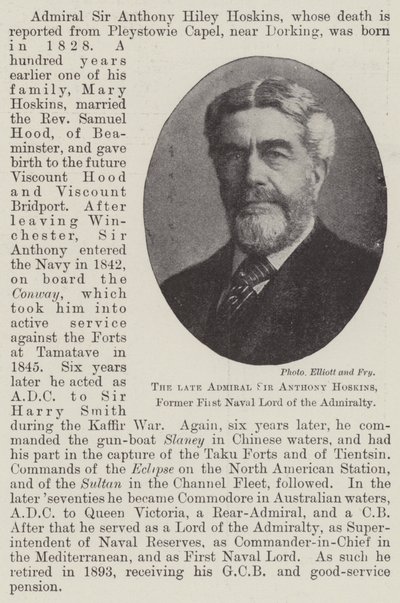 De overleden Admiraal Sir Anthony Hoskins, Voormalig Eerste Marineheer van de Admiraliteit door English Photographer