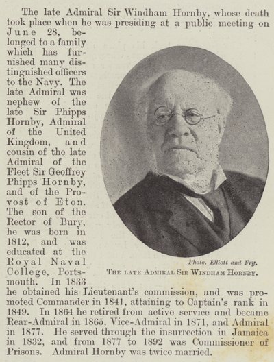 De overleden admiraal Sir Windham Hornby door English Photographer