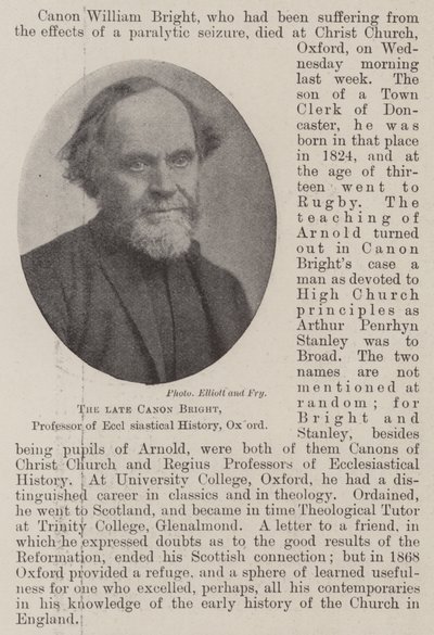 De overleden kanunnik Bright, professor in kerkgeschiedenis, Oxford door English Photographer