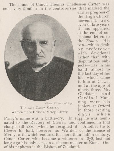 De overleden kanunnik Carter, bewaker van het House of Mercy, Clewer door English Photographer