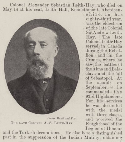 De overleden kolonel A S Leith-Hay door English Photographer