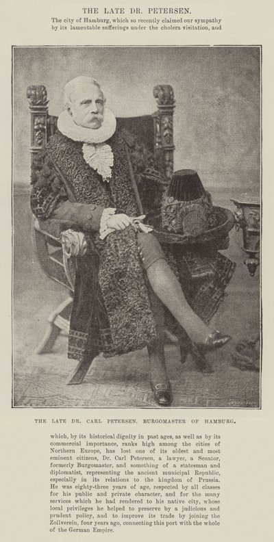 De overleden Dr. Carl Petersen, burgemeester van Hamburg door English Photographer