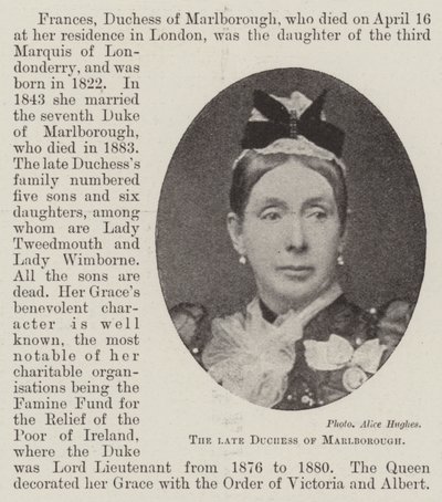 De overleden Hertogin van Marlborough door English Photographer