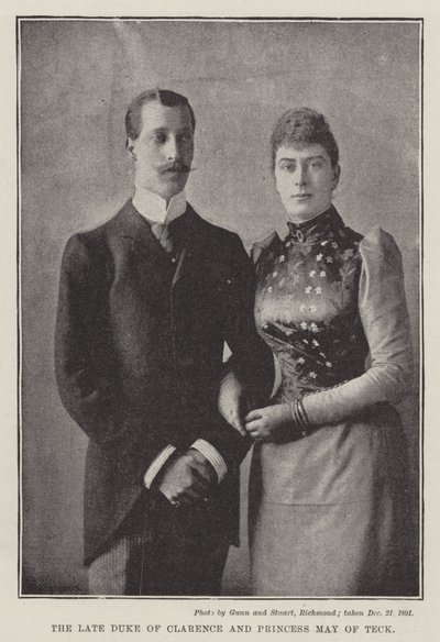 De overleden Hertog van Clarence en Prinses May van Teck door English Photographer