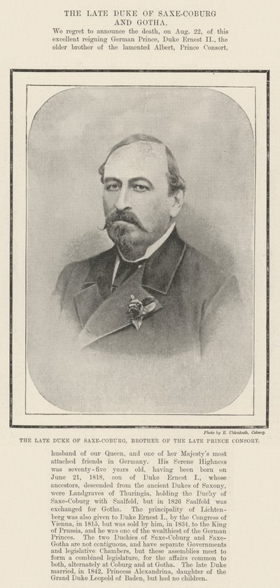 De wijlen Hertog van Saksen-Coburg, Broer van de wijlen Prins-Gemaal door English Photographer