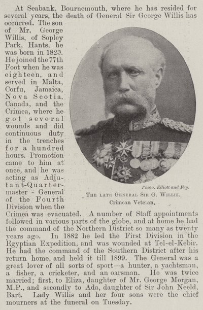 De overleden generaal Sir G Willis, veteraan van de Krimoorlog door English Photographer