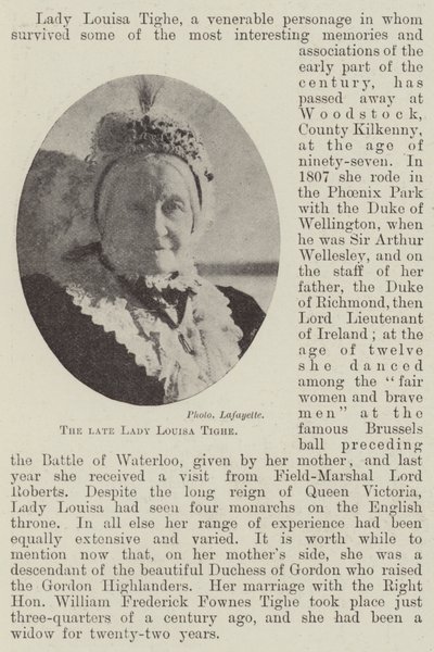 De overleden Lady Louisa Tighe door English Photographer