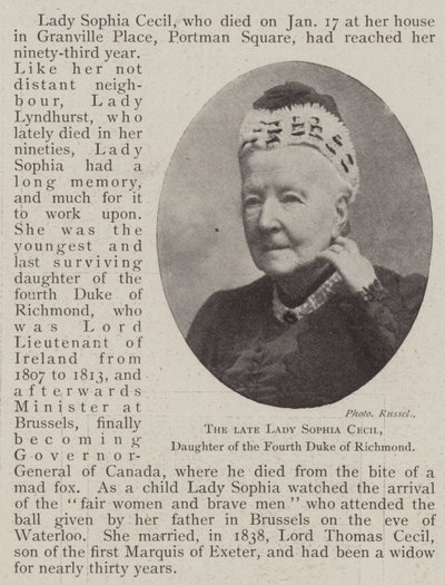 De overleden Lady Sophia Cecil, dochter van de vierde hertog van Richmond door English Photographer