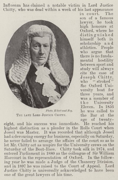 De overleden Lord Justice Chitty door English Photographer