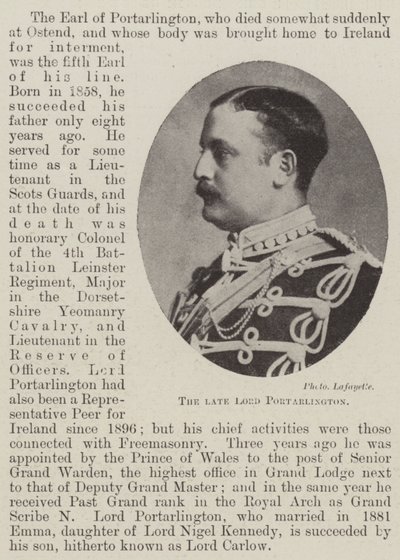 De overleden Lord Portarlington door English Photographer
