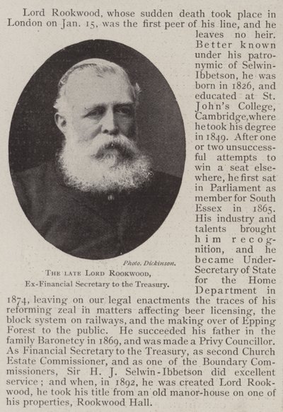 De overleden Lord Rookwood, voormalig financieel secretaris van de schatkist door English Photographer