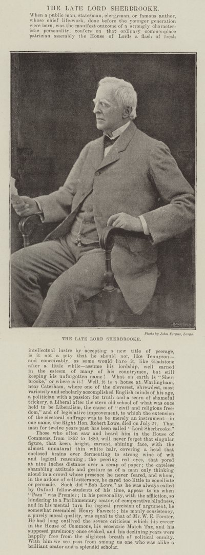 De overleden Lord Sherbrooke door English Photographer