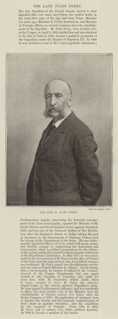 De overleden M Jules Ferry door English Photographer