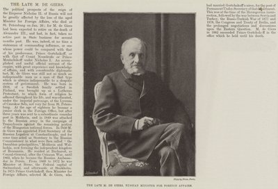De overleden M de Giers, Russische minister van Buitenlandse Zaken door English Photographer