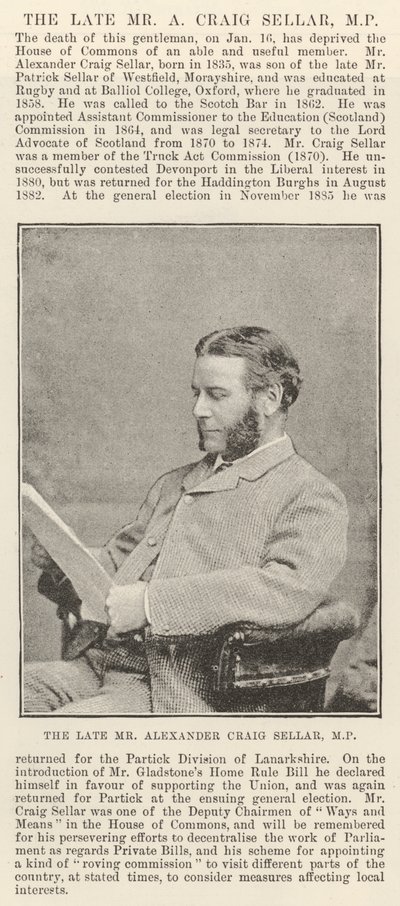 De wijlen meneer Alexander Craig Seller, parlementslid door English Photographer