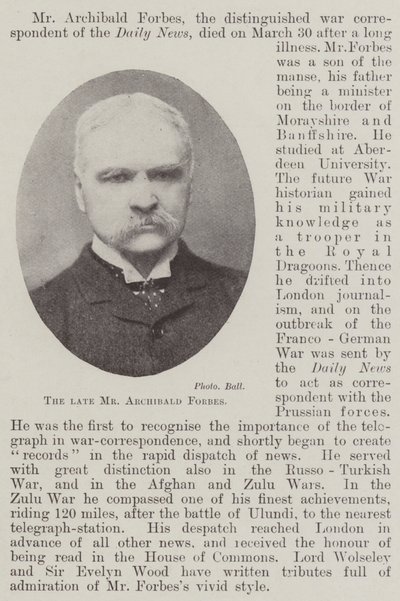 Wijlen de heer Archibald Forbes door English Photographer