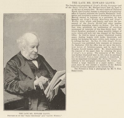 De wijlen Mr. Edward Lloyd, Eigenaar van de Daily Chronicle en Lloyds Weekly door English Photographer