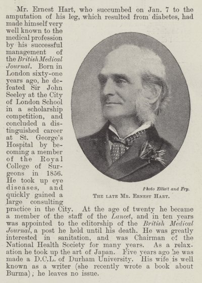 Wijlen Mr Ernest Hart door English Photographer