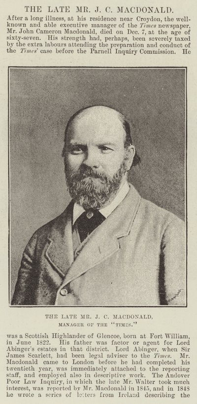 De wijlen de heer J C Macdonald, manager van de Times door English Photographer