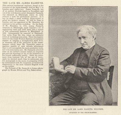 De wijlen Mr. James Nasmyth, Ingenieur, Uitvinder van de Stoomhamer door English Photographer