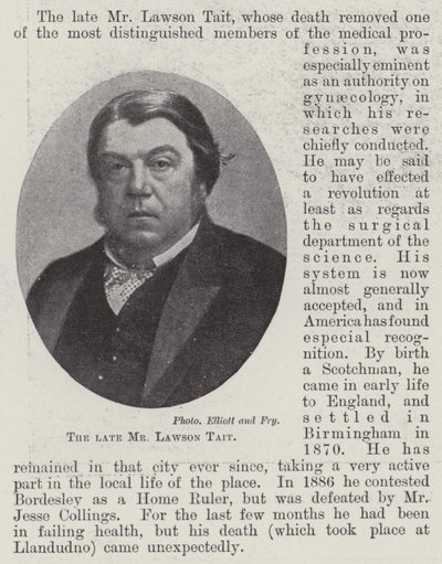 De overleden Mr Lawson Tait door English Photographer